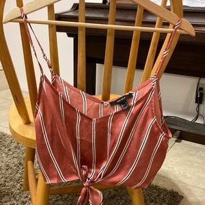 Forever21 orange striped crop tank top